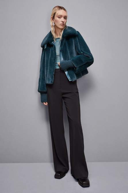Short synthetic fabric coat, Blue, Patrizia Pepe