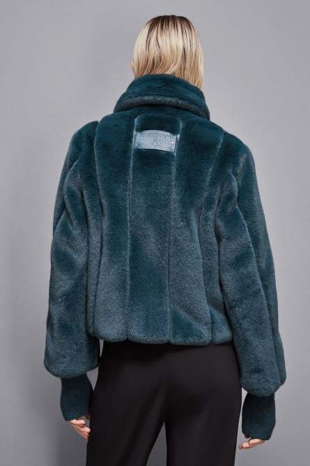 Short synthetic fabric coat, Blue, Patrizia Pepe