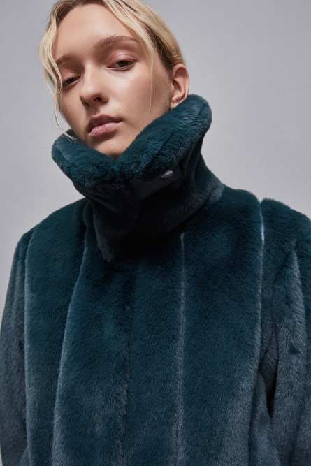 Short synthetic fabric coat, Blue, Patrizia Pepe
