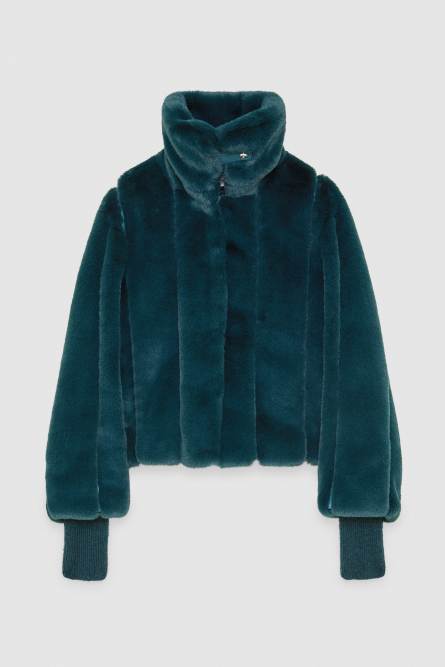 Short synthetic fabric coat, Blue, Patrizia Pepe