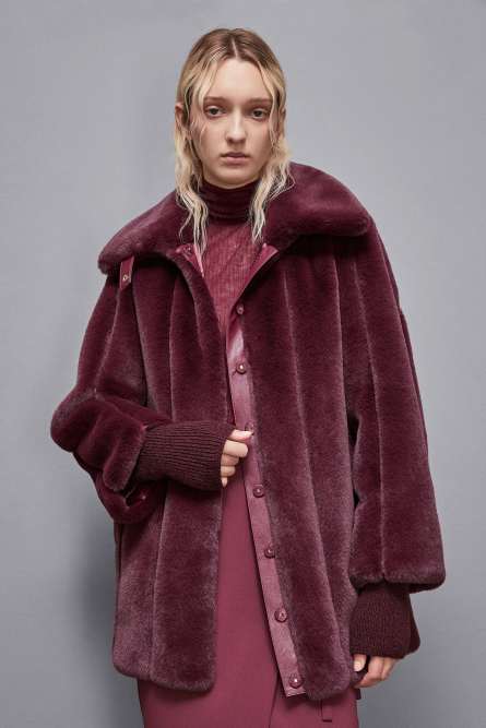 Midi synthetic fabric coat, Red, Patrizia Pepe