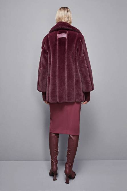 Midi synthetic fabric coat, Red, Patrizia Pepe