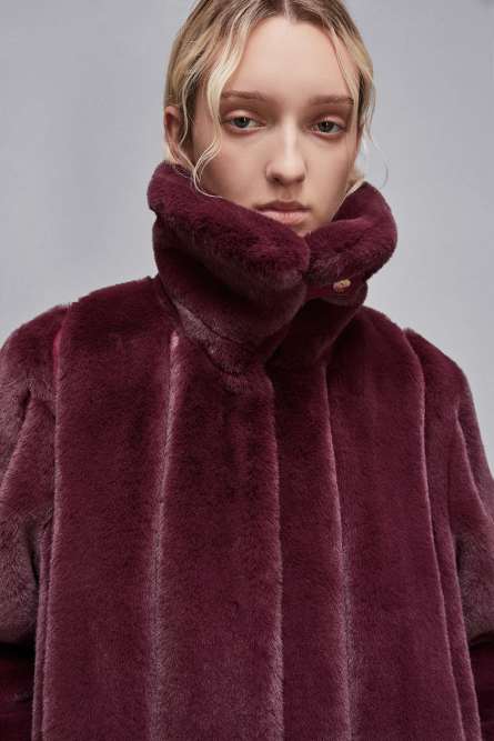 Midi synthetic fabric coat, Red, Patrizia Pepe