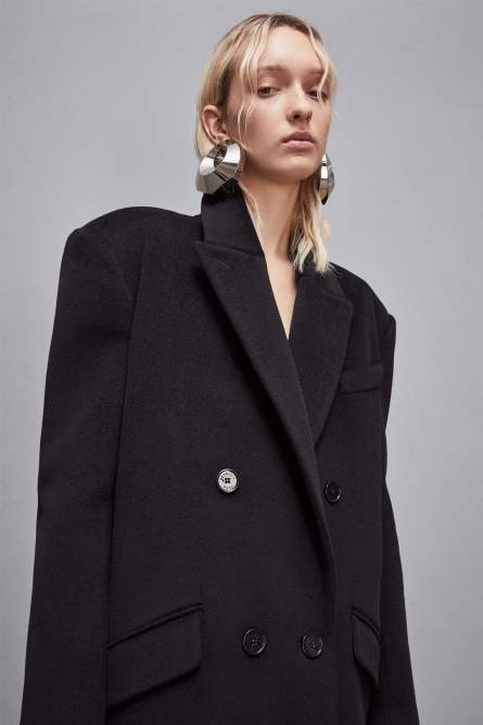 Double-breasted cloth coat, Black, Patrizia Pepe