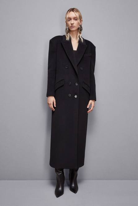 Double-breasted cloth coat, Black, Patrizia Pepe