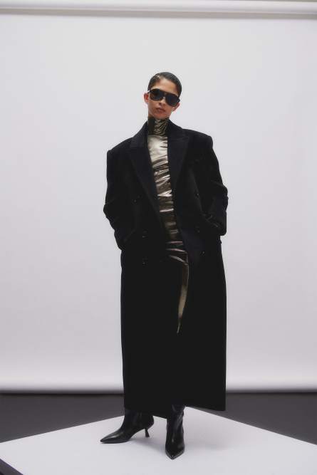 Double-breasted cloth coat, Black, Patrizia Pepe