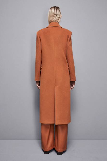 Long double-breasted cloth coat, Brown, Patrizia Pepe