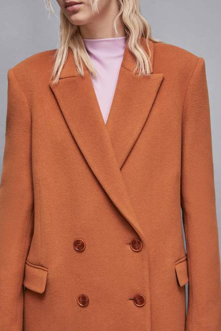 Long double-breasted cloth coat, Brown, Patrizia Pepe