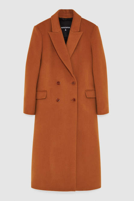Long double-breasted cloth coat, Brown, Patrizia Pepe