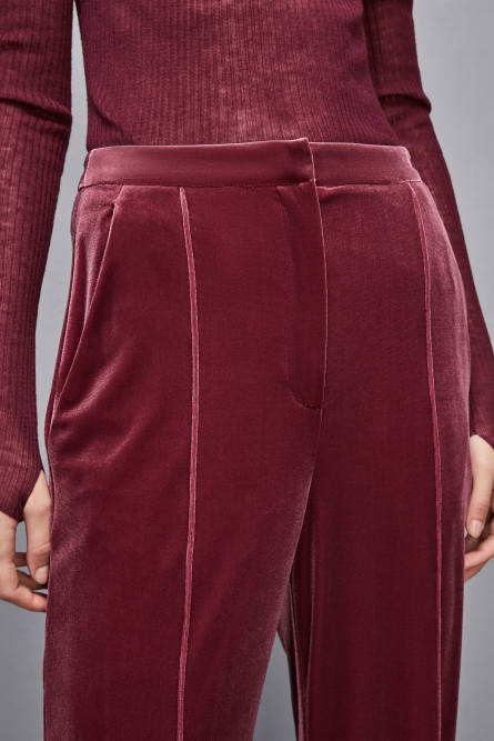 Essential Palazzo-Hose aus Samt, Rot, Patrizia Pepe