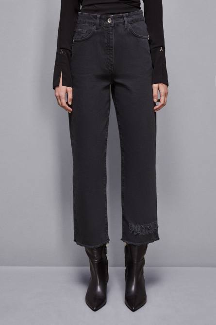 Straight-Cut Denim Hose, Schwarz, Patrizia Pepe