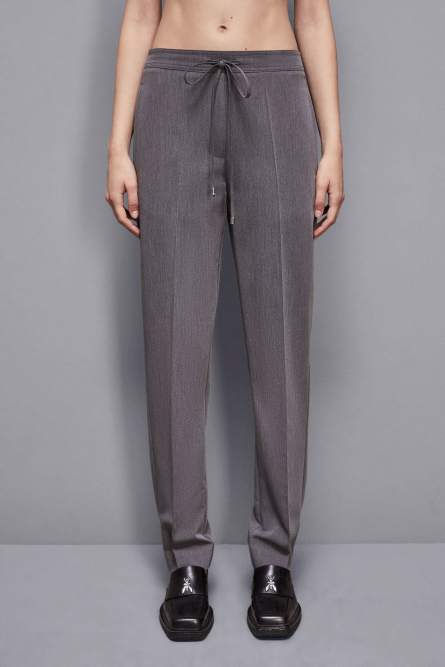 Essential viscose low-waisted pants, Grey, Patrizia Pepe