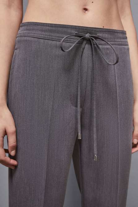 Essential viscose low-waisted pants, Grey, Patrizia Pepe