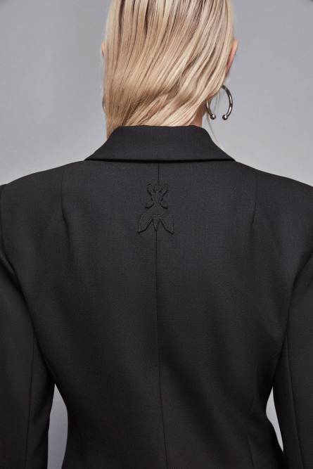 Stretch wool gabardine jacket, Black, Patrizia Pepe