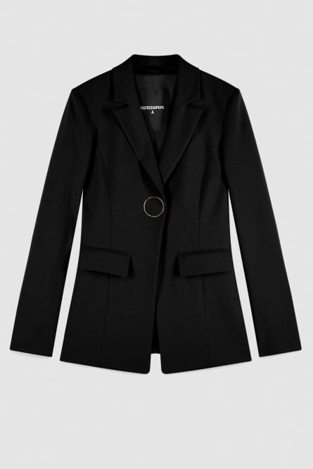 Stretch wool gabardine jacket, Black, Patrizia Pepe