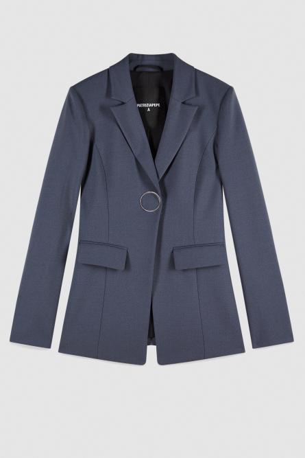 Stretch wool gabardine jacket, Grey, Patrizia Pepe