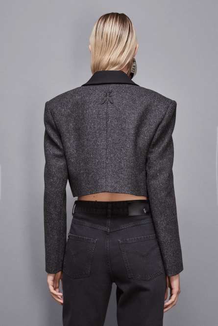 Cropped cloth jacket, Grey, Patrizia Pepe