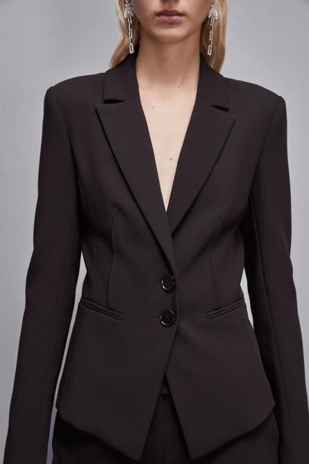 Slim fit twill blazer, Black, Patrizia Pepe