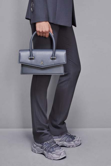 Fly Bamby Leather Bag Large, Grey, Patrizia Pepe