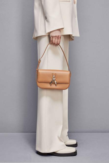 Leather bag with shoulder strap, Brown, Patrizia Pepe