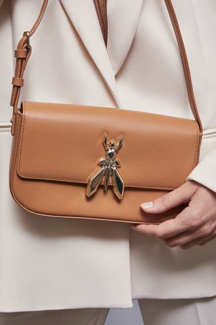 Leather bag with shoulder strap, Brown, Patrizia Pepe