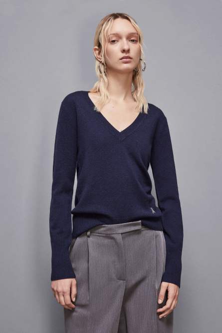 V-neck Cashmere Jumper, Blue, Patrizia Pepe