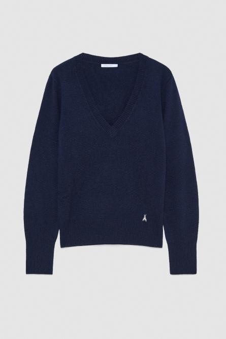 V-neck Cashmere Jumper, Blue, Patrizia Pepe