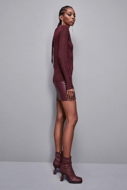 Nappa leather heeled ankle boots, Purple, Patrizia Pepe