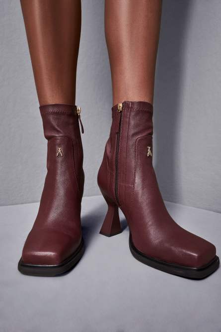 Nappa leather heeled ankle boots, Purple, Patrizia Pepe