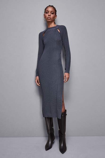 Midikleid aus Wollmix, Grau, Patrizia Pepe
