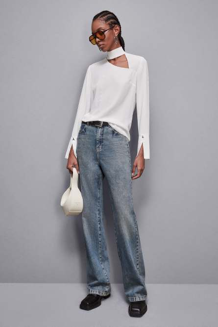 Viscose crepe tunic, White, Patrizia Pepe