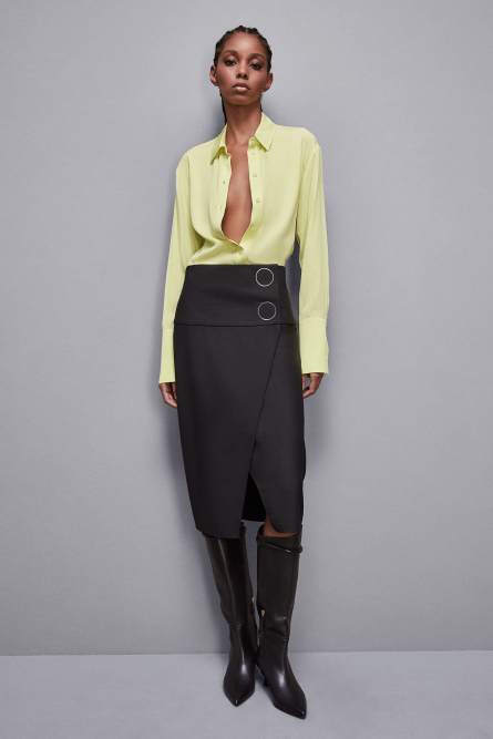 Wool skirt with buttons, Black, Patrizia Pepe