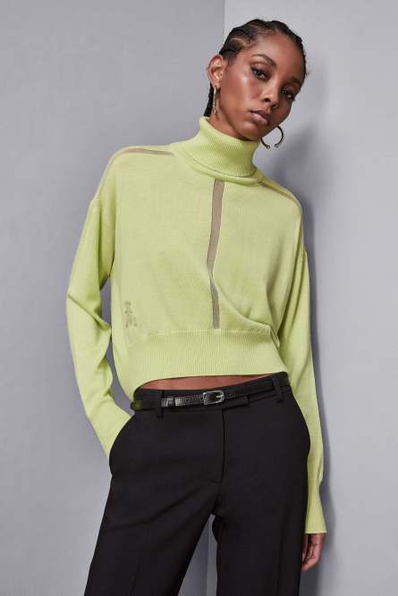 Cropped wool sweater, Yellow, Patrizia Pepe