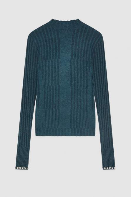 Essential viscose ribbed knitting sweater, Blue, Patrizia Pepe