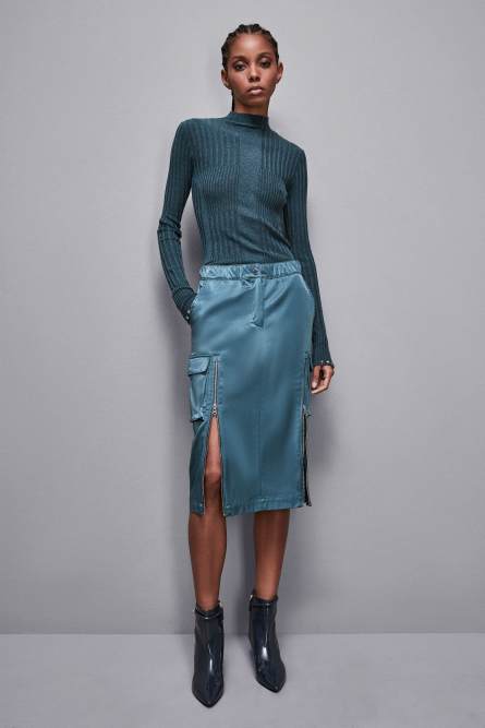 Essential viscose ribbed knitting sweater, Blue, Patrizia Pepe