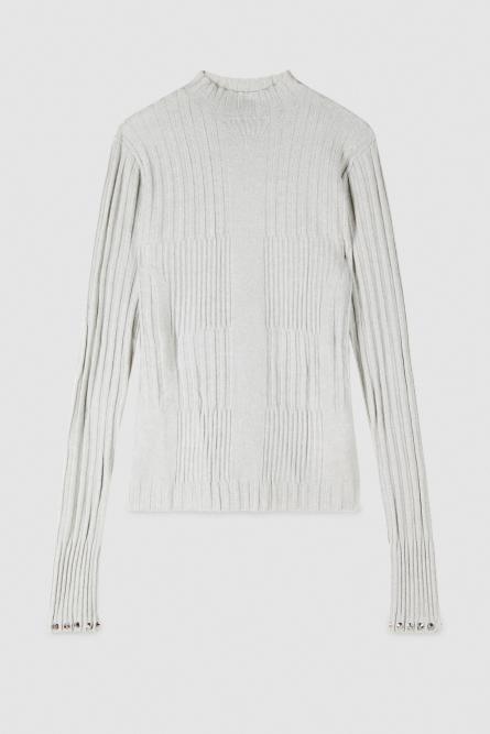 Pull côtelé en viscose Essential, Gris, Patrizia Pepe