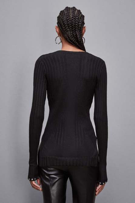 Essential ribbed knitting sweater, Black, Patrizia Pepe