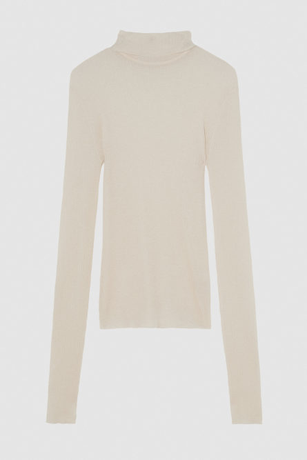 Pull coupe slim en laine Essential, Beige, Patrizia Pepe