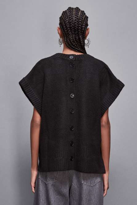 Sleeveless over shirt, Black, Patrizia Pepe