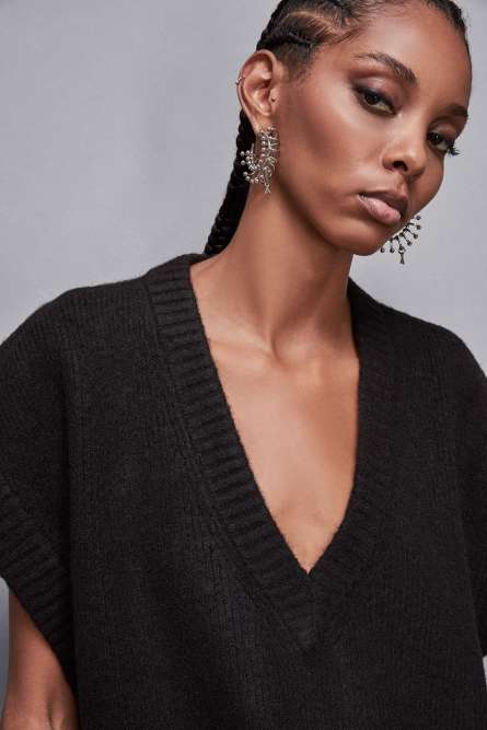 Sleeveless over shirt, Black, Patrizia Pepe