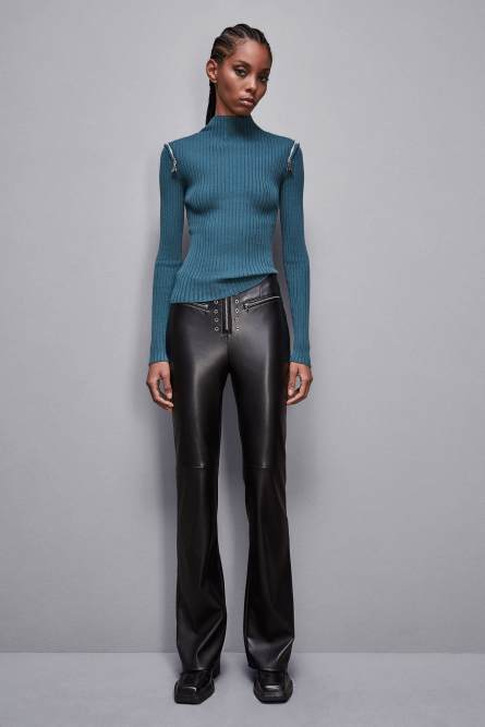 Pull côtelé, coupe slim, Essential, Bleu, Patrizia Pepe