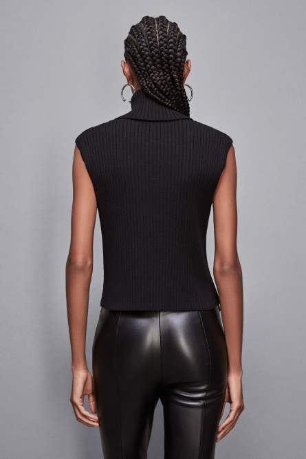 Essential sleeveless viscose sweater, Black, Patrizia Pepe