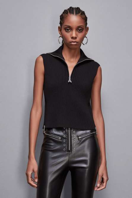 Essential sleeveless viscose sweater, Black, Patrizia Pepe