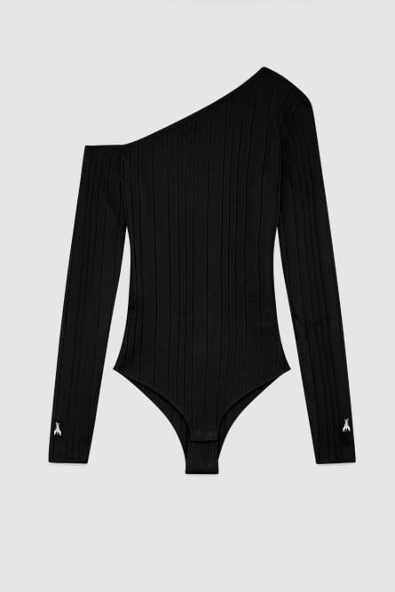 Body slim fit in misto lana, Nero, Patrizia Pepe