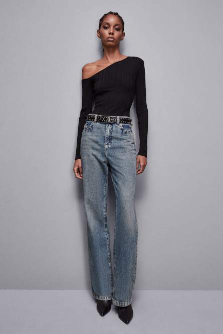 Body slim fit in misto lana, Nero, Patrizia Pepe