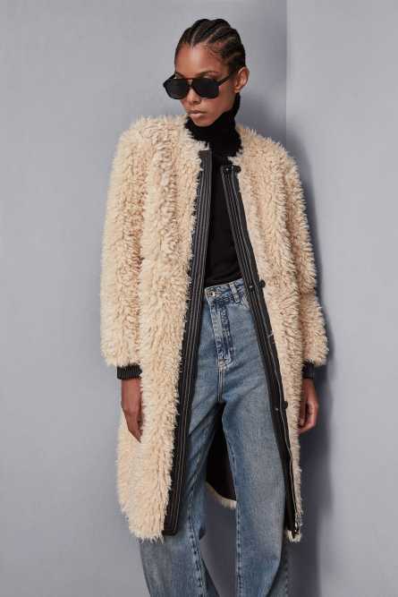 Reversible long jacket, Black, Beige, Patrizia Pepe