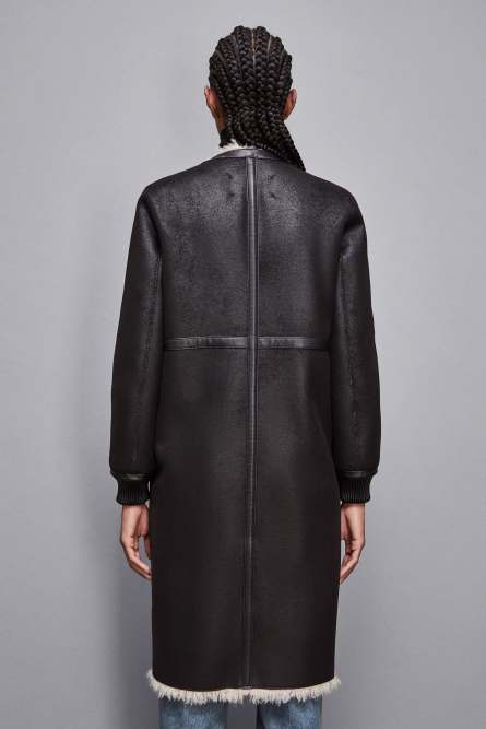 Reversible long jacket, Black, Beige, Patrizia Pepe