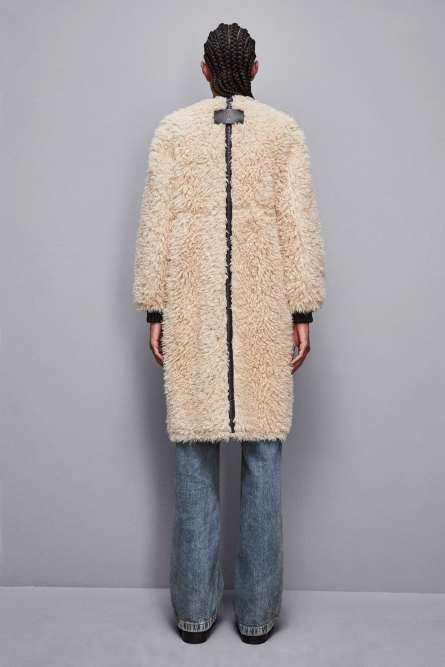 Reversible long jacket, Black, Beige, Patrizia Pepe