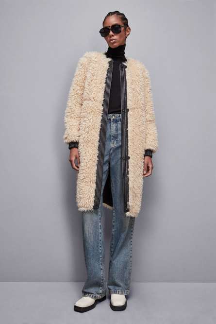 Reversible long jacket, Black, Beige, Patrizia Pepe