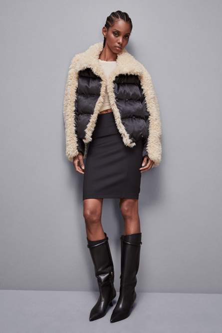 Nylon over down jacket, Black, Beige, Patrizia Pepe